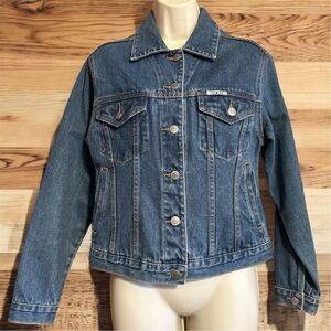 Vintage Star Blue Women's Denim Jean Jacket Size S Long Sleeve Logo Buttons